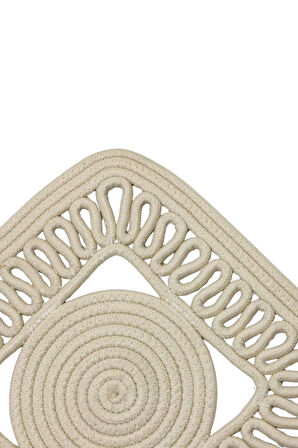 Jutty Hasır Görünümlü Jüt Dokuma Kare Krem Örgü Dekoratif Amerikan Servis 32x32 cm Supla