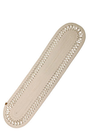 Jutty Hasır Görünümlü 5 Parça Jüt Masa Takımı Örgü Krem – 4’lü Amerikan Servis Supla + 1 Runner