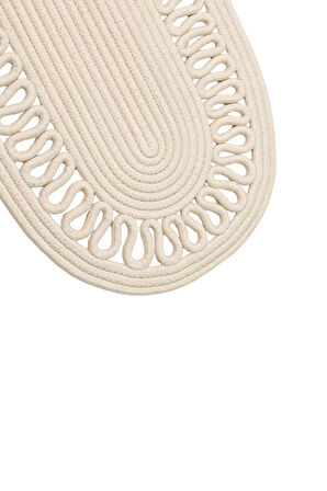 Jutty Hasır Görünümlü 5 Parça Jüt Masa Takımı Örgü Krem – 4’lü Amerikan Servis Supla + 1 Runner