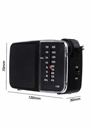 Cep Tipi Taşınabilir Am / Fm Radyo Knstar K-258 Yeni Seri Radyo