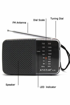 Knstar K-258 Taşınabilir Cep Radyosu