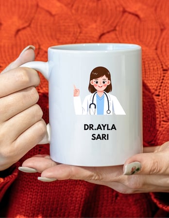 Elfitrend Doktor Temalı Kişiye Özel Seramik Kupa 8 cm 9.5 cm
