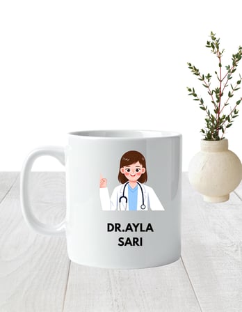 Elfitrend Doktor Temalı Kişiye Özel Seramik Kupa 8 cm 9.5 cm