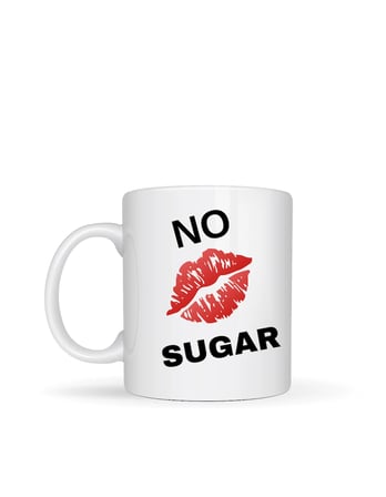 Elfitrend Tasarım Esprili No Sugar Baskılı Beyaz Seramik Kupa Bardak