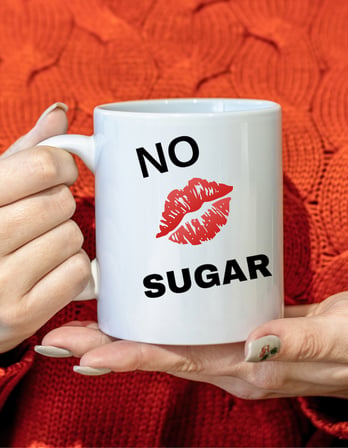 Elfitrend Tasarım Esprili No Sugar Baskılı Beyaz Seramik Kupa Bardak