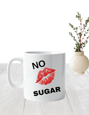 Elfitrend Tasarım Esprili No Sugar Baskılı Beyaz Seramik Kupa Bardak