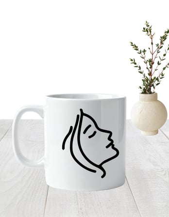 Elfitrend Minimalist Çizgi Sanatı Kadın Silüeti Tasarımlı Beyaz Seramik Kupa Bardak