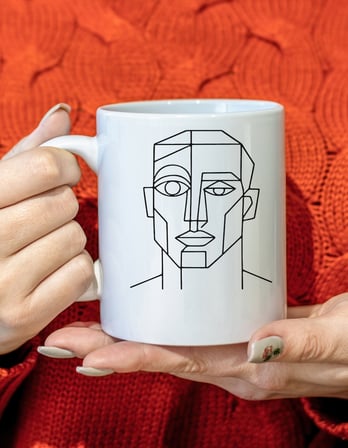 Elfitrend Kübik Sanat Tasarımlı Minimalist Seramik Kupa Bardak