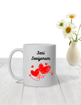  Sihirli Kupa Bardak - Seni Seviyorum Tasarımlı Isıyla Renk Değiştiren Kupa