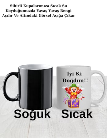  İyi Ki Doğdun Temalı Sihirli Kupa Bardak