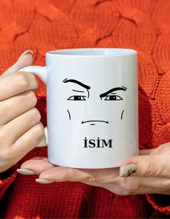 Elfitrend Kişiye Özel Isim Yazılı Roblox Man Face Tasarımlı Kupa Bardak Model2