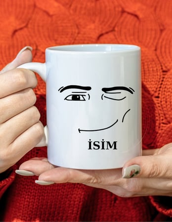 Elfitrend Kişiye Özel Isim Yazılı Roblox Man Face Tasarımlı Kupa Bardak