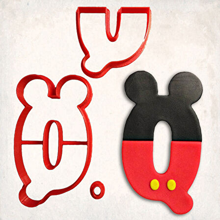 Miki Fare Q Harfi Detaylı Kurabiye Kalıp Seti 3 Parça