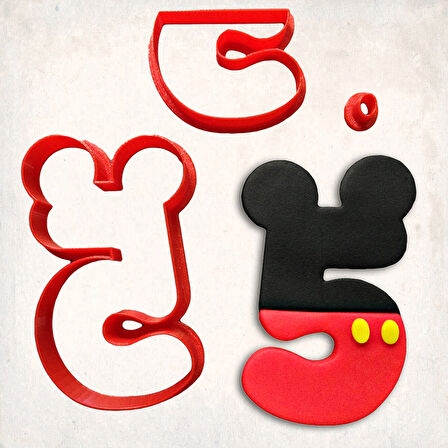 Miki Fare 5 Rakam Detaylı Kurabiye Kalıp Seti 3 Parça