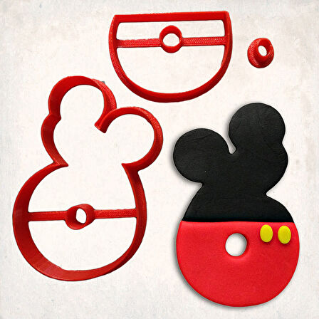 Miki Fare 6 Rakam Detaylı Kurabiye Kalıp Seti 3 Parça