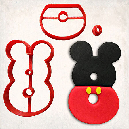 Miki Fare 8 Rakam Detaylı Kurabiye Kalıp Seti 3 Parça