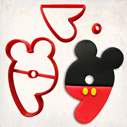 Miki Fare 9 Rakam Detaylı Kurabiye Kalıp Seti 3 Parça