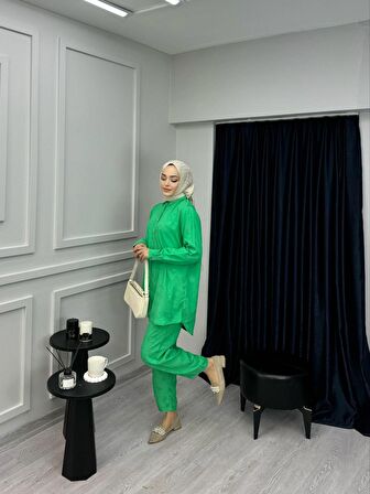 PTKM010 DESENLİ KUMAŞ PANTOLONLU  TAKIM