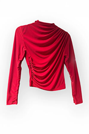 BD008 OMZU VE BELİ BÜZGÜ DETAYLI LİKRALI BADİ