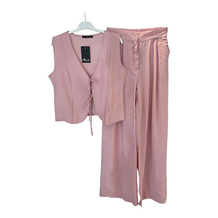 4123 ÖNÜ BAĞLAMALI YELEK PANTOLON TAKIM