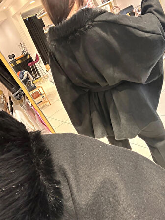 PNÇO0001 Seyyar Bağlamalı Kürk Detaylı Panço