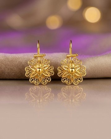 22 Ayar Altın Küpe Gül Tasarım 3.74gr Kadın Hediye
