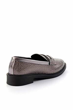 Platin Taşlı  Kadın Loafer Ayakkabı K01003666636