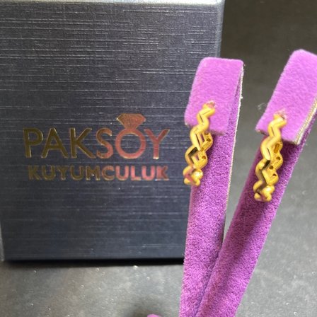 22 Ayar Altın Küpe Modern Halka Tasarım 3.56gr Kadın Paksoy Kuyumculuk Hediye