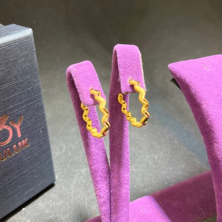 22 Ayar Altın Küpe Modern Halka Tasarım 3.56gr Kadın Paksoy Kuyumculuk Hediye