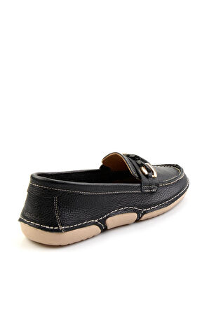 Siyah Leather Kadın Loafer Ayakkabı K01028130303