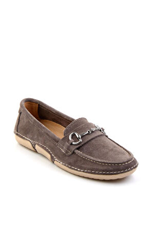 Vizon Hakiki Deri Kadın Loafer Ayakkabı K01028130601