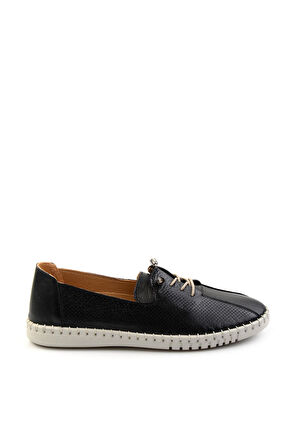 Siyah Beyaz Leather Kadın Casual Ayakkabı K01028130503