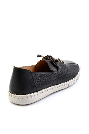 Siyah Beyaz Leather Kadın Casual Ayakkabı K01028130503