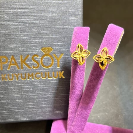 22 Ayar Altın Küpe Papatya J Model 2.65gr Kadın Paksoy Hediye