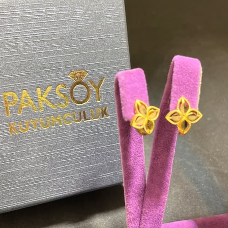 22 Ayar Altın Küpe Papatya J Model 2.65gr Kadın Paksoy Hediye