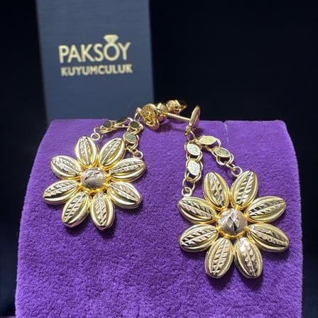 22 Ayar Altın Küpe Papatya Özel Tasarım 3.99gr Kadın Hediye Paksoy Kuyumculuk