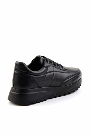 Siyah Hakiki Deri Kadın Sneaker K01037201003