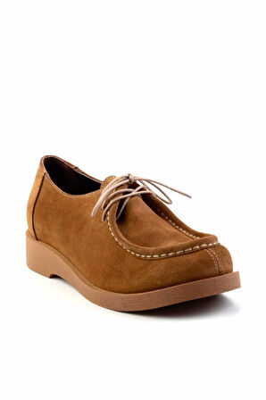 Toprak Süet Hakiki Deri Kadın Loafer Ayakkabı K01032162002