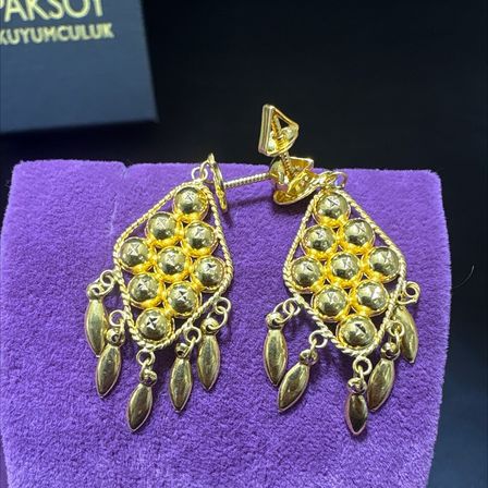 22 Ayar Altın Küpe Sallantılı Modern Tasarım 4.10gr Kadın Paksoy Kuyumculuk Hediye