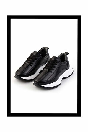 Siyah Siyah Hakiki Deri Kadın Sneaker K01048002103