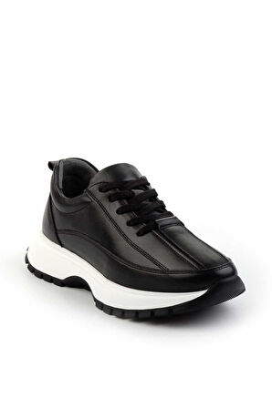 Siyah Siyah Hakiki Deri Kadın Sneaker K01048002103