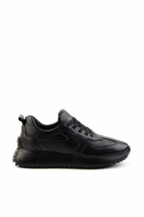 Siyah Siyah Hakiki Deri Kadın Sneaker K01048050103