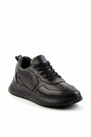 Siyah Siyah Hakiki Deri Kadın Sneaker K01048050103