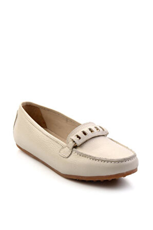 Krem Leather Kadın Loafer Ayakkabı K01087230403