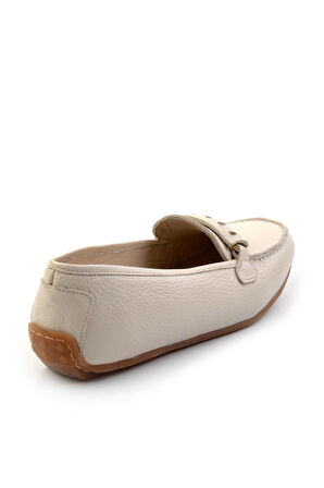 Krem Leather Kadın Loafer Ayakkabı K01087230403