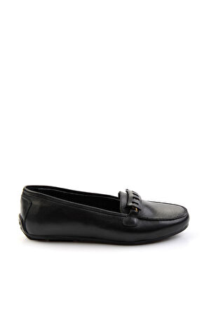 Siyah Hakiki Deri Kadın Loafer Ayakkabı K01087230403