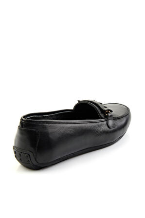 Siyah Hakiki Deri Kadın Loafer Ayakkabı K01087230403