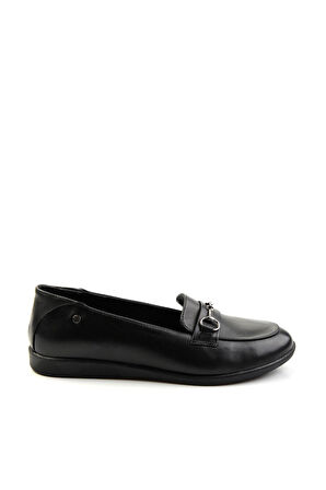 Siyah Hakiki Deri Kadın Loafer Ayakkabı K01087238403