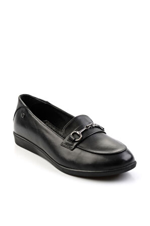 Siyah Hakiki Deri Kadın Loafer Ayakkabı K01087238403