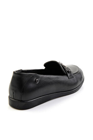 Siyah Hakiki Deri Kadın Loafer Ayakkabı K01087238403